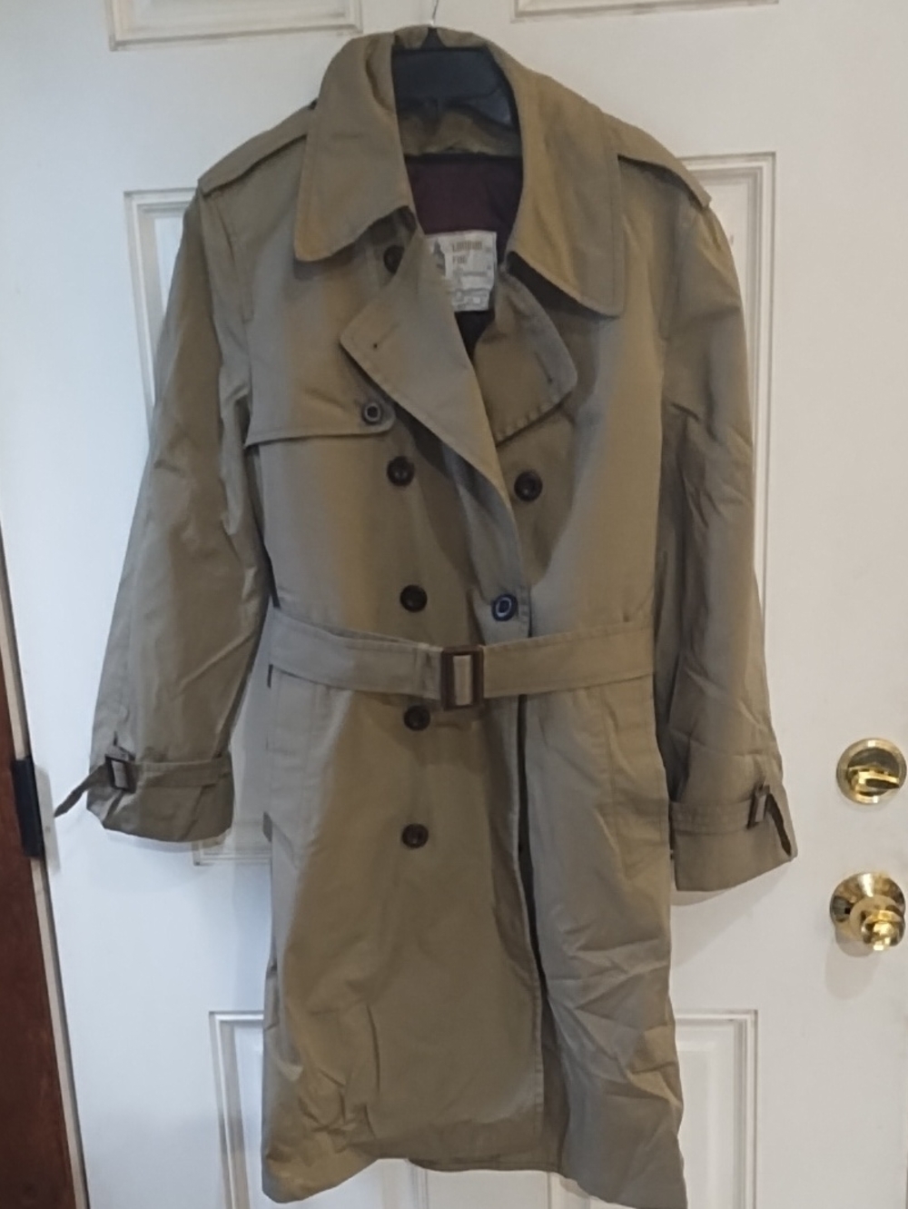 London Fog Tan Double-Breasted Trench Coat with Belt